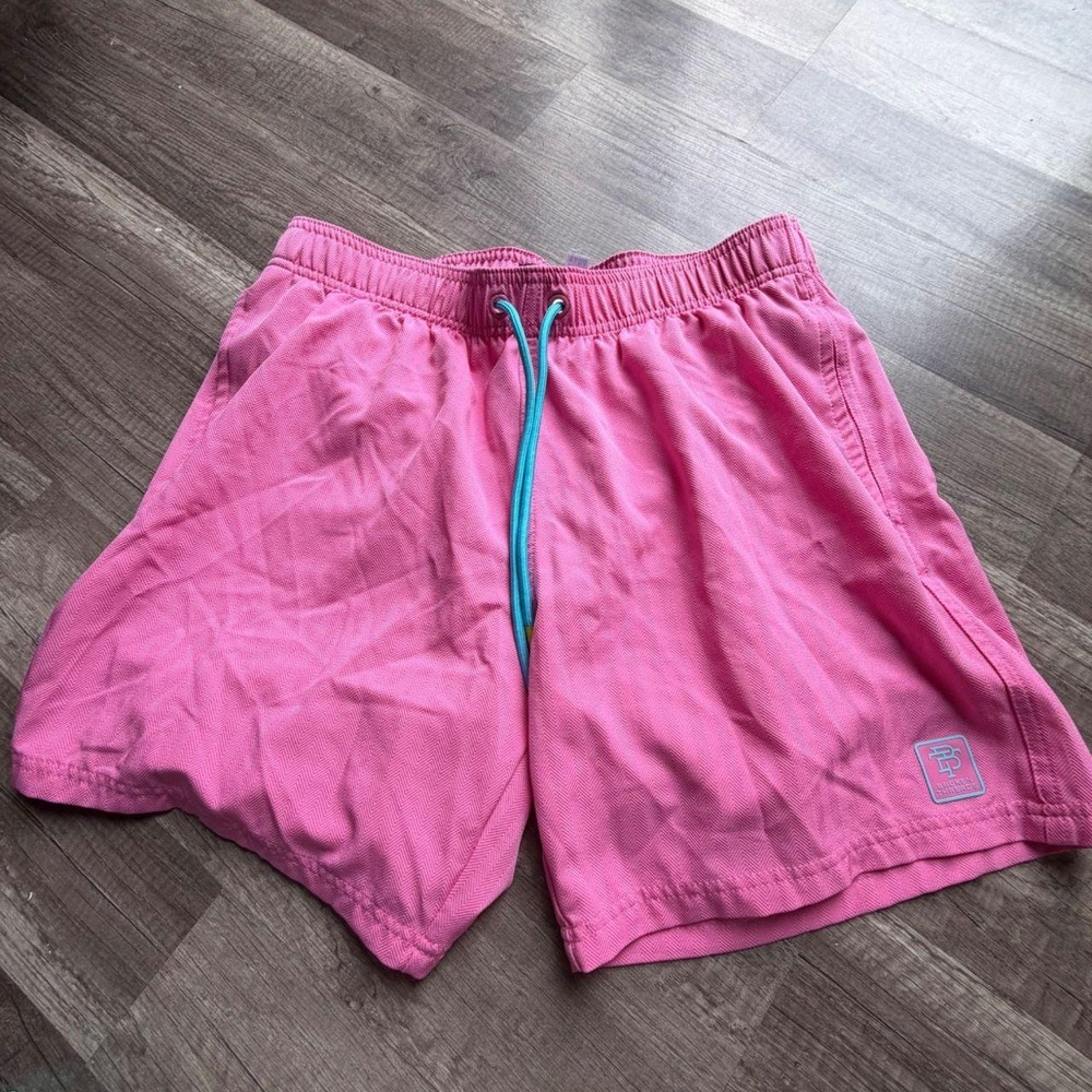 Broken Threads Mens Pink Swim Trunks Chevron Texture Back Pocket Size M